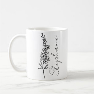 Elegant Script Name Larkspur July Birth Flower Coffee Mug