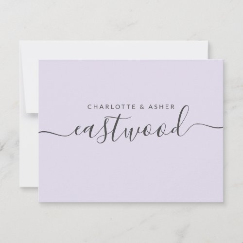 Elegant script Name Lavender Flat Note Card
