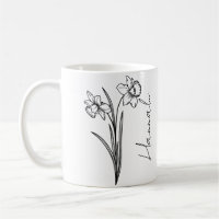 Elegant Script Name March Birth Flower Daffodil