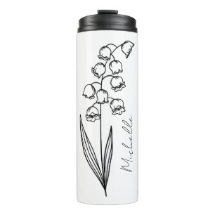 Elegant Script Name May Birth Month Flower Thermal Tumbler