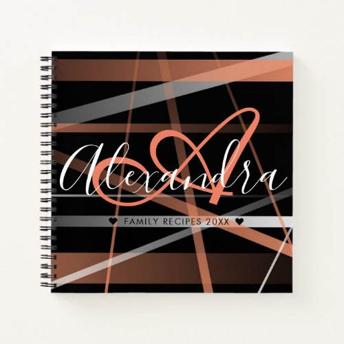 Elegant Script Name Monogram Recipe Notebook