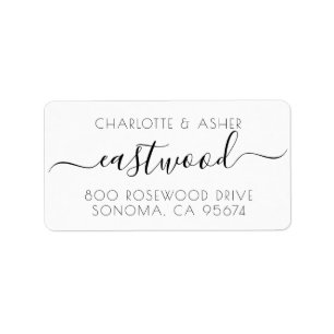 Elegant Script Name Newlywed Couple Return Address Label