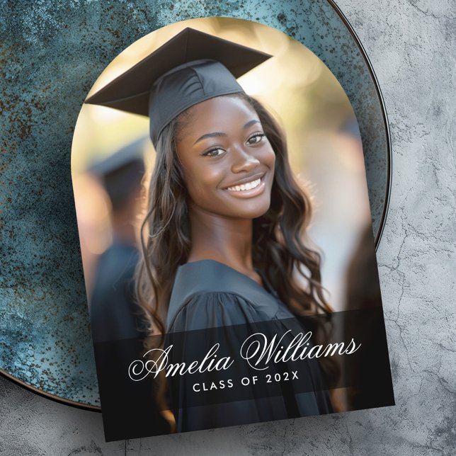 Elegant script name photo graduation announcement (Elegant script name photo graduation announcement)