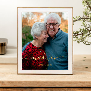 Elegant Script Name Photo Memorial Keepsake Foil Prints