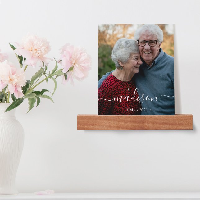 Elegant Script Name Photo Memorial Keepsake Picture Ledge (Creator Uploaded)