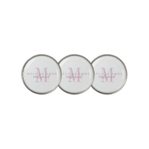 Elegant Script Name Pink Monogram  Golf Ball Marker