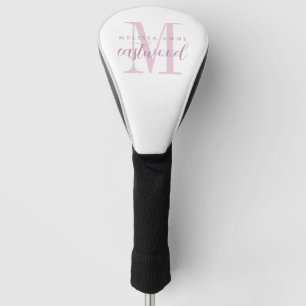 Elegant Script Name Pink Monogram  Golf Head Cover