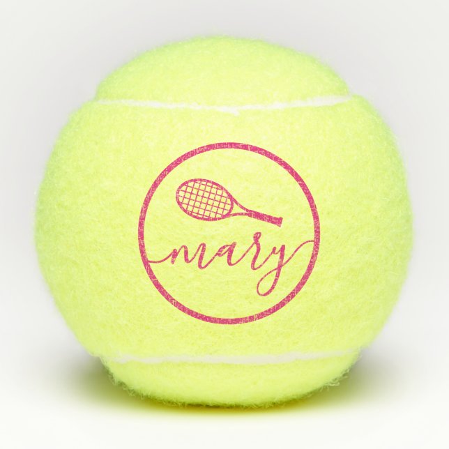 Elegant Script Name Pink Personalized  Tennis Balls (Front)