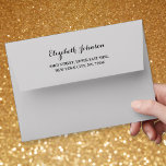 Elegant Script Name Return Address Gray 5x7 DIY Envelope<br><div class="desc">Create your own custom, personalized, simple, elegant, stylish, beautiful script / typography, smooth, classic, matte, gray, wedding invitations / greeting cards envelopes. Simply enter your name / family name / company name / couple's names (bride & groom / wife & husband), and address. Perfect for both, home and business, personal...</div>