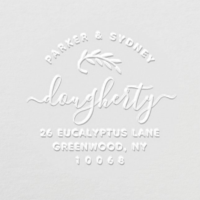 Elegant Script Name Return Address Simple Round Embosser (Design)