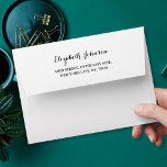 Elegant Script Name Return Address White 5x7 DIY Envelope<br><div class="desc">Create your own custom, personalized, simple, elegant, stylish, beautiful script / typography, smooth, classic, matte, wedding invitations / greeting cards envelopes. Simply enter your name / family name / company name / couple's names (bride & groom / wife & husband), and address. Perfect for both, home and business, personal and...</div>