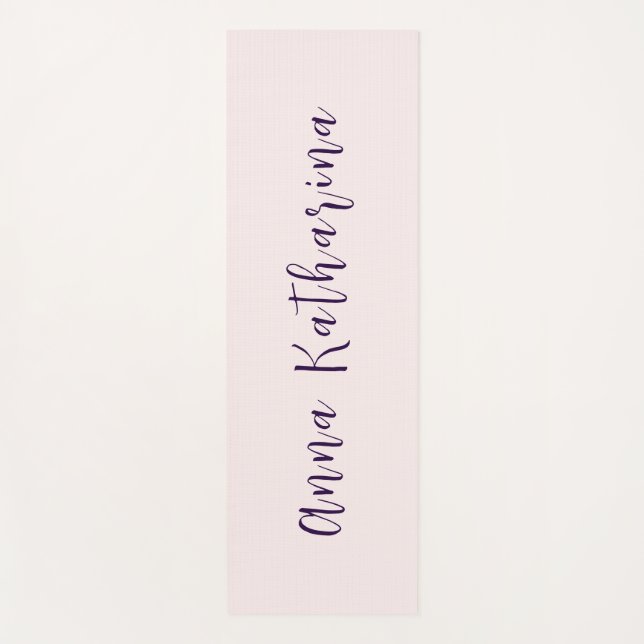 Elegant Script Name Solid Blush Yoga Mat (Front)