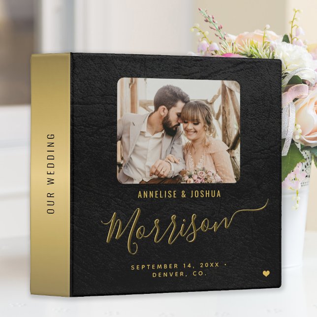 Elegant script name wedding photo album 3 ring binder (Creator Uploaded)