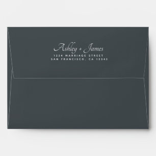 Elegant Script Names Black Wedding Return Address Envelope