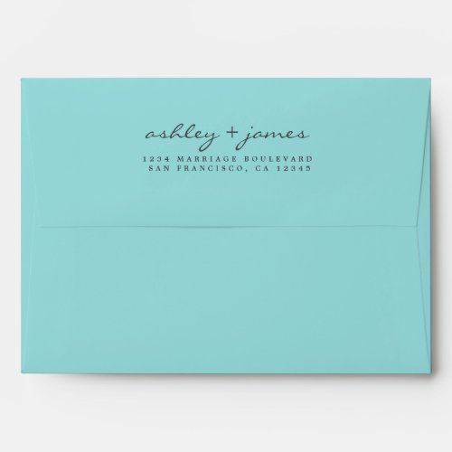 Elegant Script Names Blue Wedding Return Address Envelope