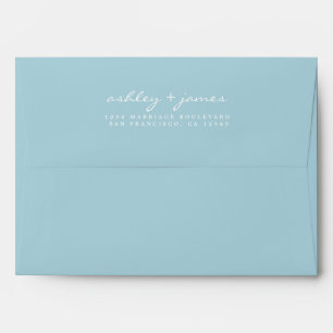 Elegant Script Names Blue Wedding Return Address Envelope