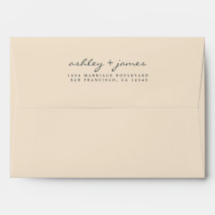 Elegant Script Names Ivory Wedding Return Address Envelope