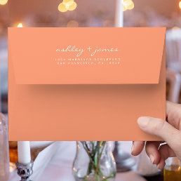 Elegant Script Names Orange Wedding Return Address Envelope