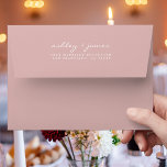 Elegant Script Names Pink Wedding Return Address E Envelope<br><div class="desc">Chic, modern and simple wedding return address envelope with your names in white elegant hand written script on a silver pink background. Simply add your names and address. Exclusively designed for you by Happy Dolphin Studio. If you need any help or matching products please contact us at happydolphinstudio@outlook.com. We're happy...</div>