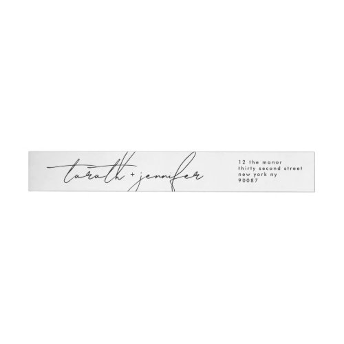 Elegant Script names Wedding Envelope Wrap Around Label