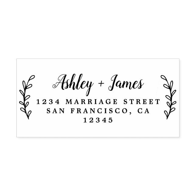 Elegant Script Names Wedding Return Address Rubber Stamp (Imprint)