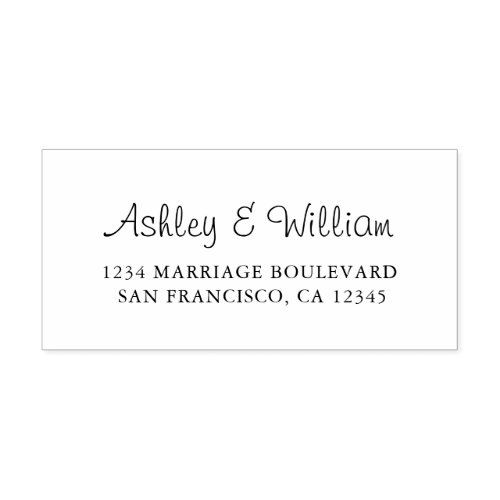 Elegant Script Names Wedding Return Address Rubber Stamp