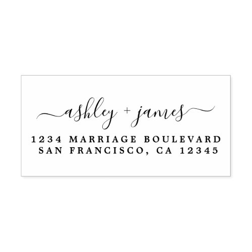 Elegant Script Names Wedding Return Address Rubber Stamp