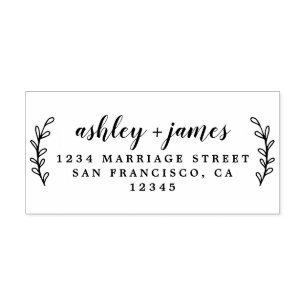 Elegant Script Names Wedding Return Address Self-inking Stamp