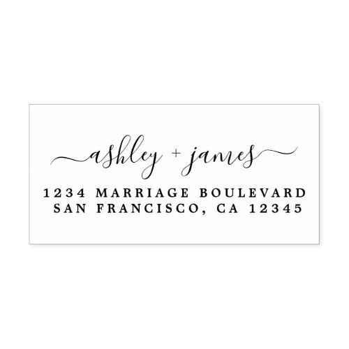 Elegant Script Names Wedding Return Address Self_inking Stamp