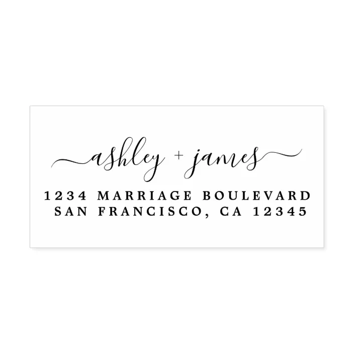 Return Address Stamp Rubber or Self Inking Elegant Couples Stamper Save the Date RSVP Wedding Invite Calligraphy Font Invitation