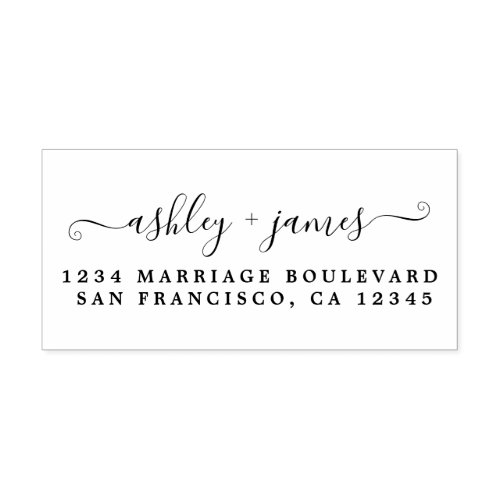 Elegant Script Names Wedding Return Address Self_inking Stamp