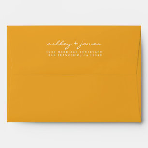 Elegant Script Names Yellow Wedding Return Address Envelope