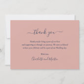 Elegant Script Navy Blue And Blush Thank You Card 