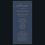 Elegant Script Navy Blue and Blush Wedding Program<br><div class="desc">Elegant personalized navy blue and blush wedding program with a modern script font. Matching items available.</div>