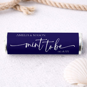 Elegant Script Navy Blue "Mint to Be" Wedding  Breath Savers® Mints