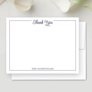 Elegant Script Navy Blue Thank You Stationery Card