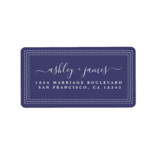 Elegant Script Navy Blue Wedding Return Address Label