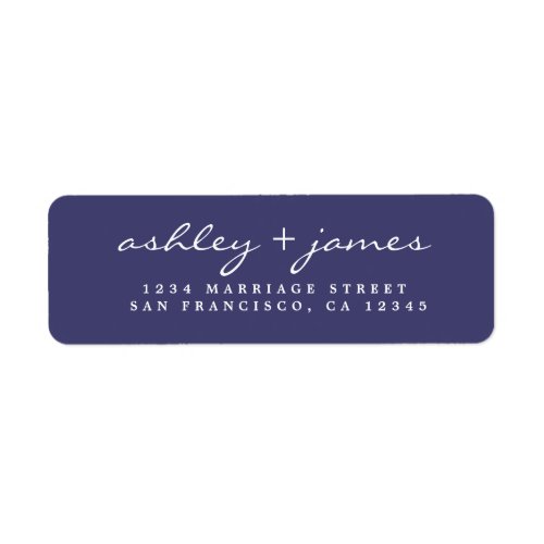 Elegant Script Navy Blue Wedding Return Address Label