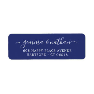 Elegant Script Navy Blue Wedding Return Address Label