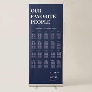 Elegant Script Navy Blue Wedding Seating Chart Retractable Banner