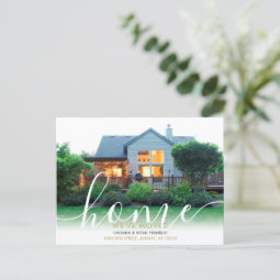 Elegant Script New Home Photo We've Moved Announcement Postcard | Zazzle