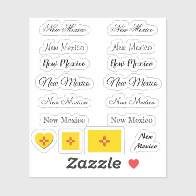 Elegant script New Mexico & Flag USA /name Set Sticker (Sheet)