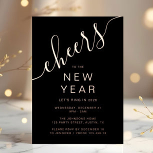 Elegant Script New Year Party Gold Foil Invitation