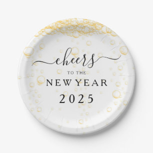 Elegant Script New Year's Eve Paper Plates