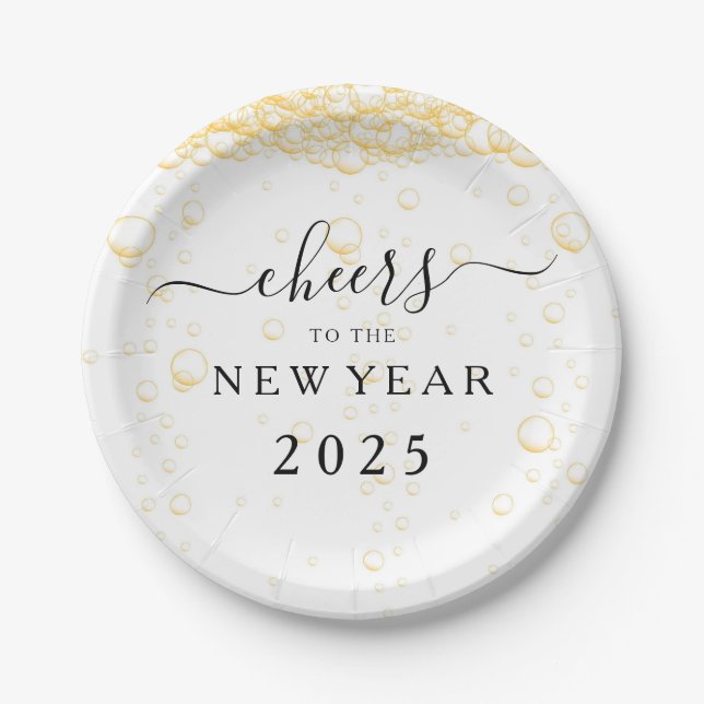 Elegant Script New Year's Eve Paper Plates (Front)