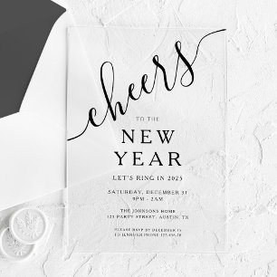 Elegant Script New Year's Eve Party Acrylic Invitations