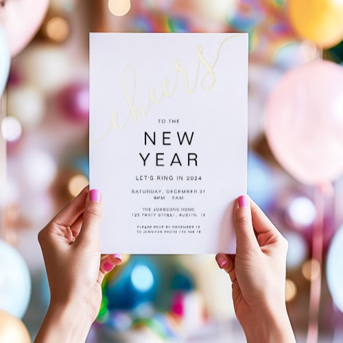 Elegant Script New Years Eve Party  Foil Invitation