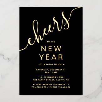 Elegant Script New Year's Eve Party Gold