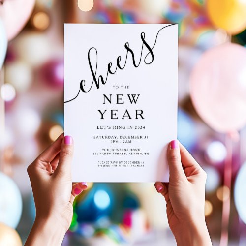 Elegant Script New Years Eve Party Invitation