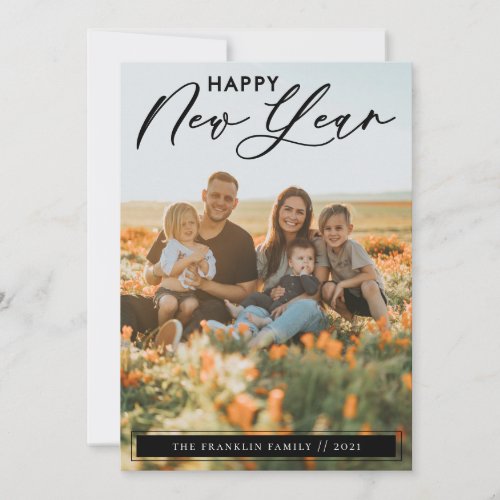 Elegant Script New Years Photo Card